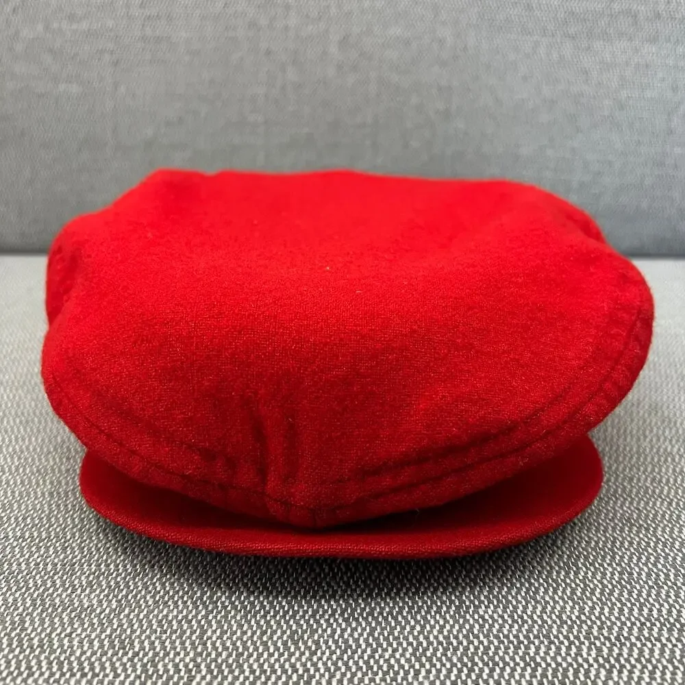 Vintage Pendleton Red 100% Wool Newsboy Cabbie Cap Hat One Size Made In USA